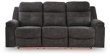 Brysonview Reclining Sofa front view with LED ambient red light on