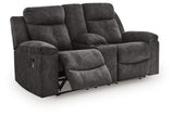 Brysonview loveseat angled view with console open LED off