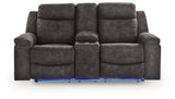 Brysonview loveseat LED lighting blue color on front