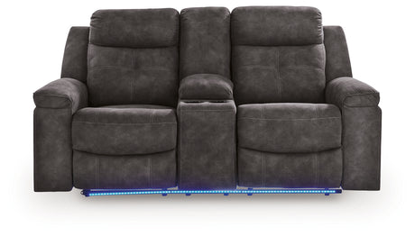 Brysonview loveseat LED lighting blue color on front