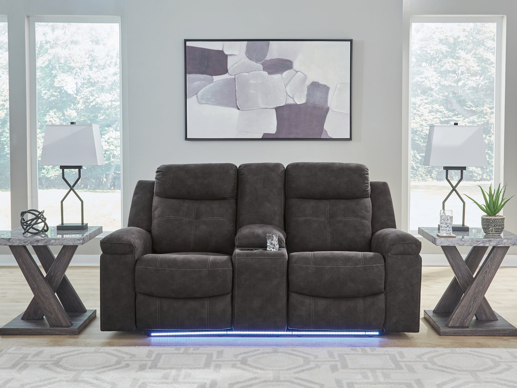 Brysonview loveseat LED lighting close-up white