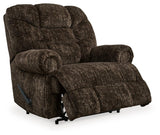 Movie Man Chocolate Velvet Recliner reclining position side view