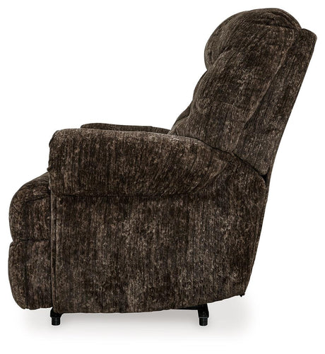 Movie Man Chocolate Velvet Recliner alternative side view