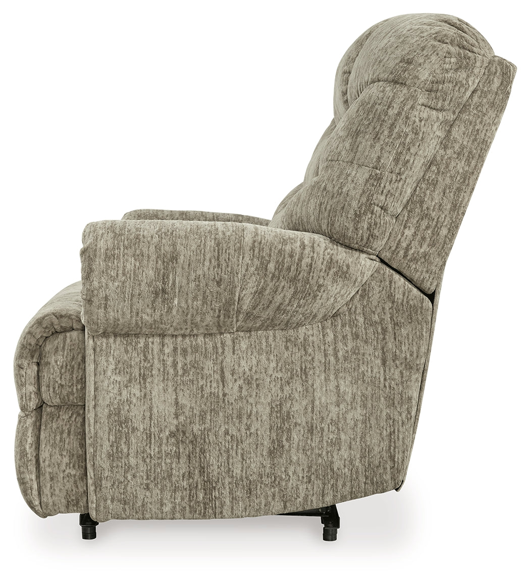 Alternate side view of Movie Man Taupe Velvet Recliner