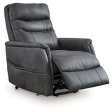 Strawbill Shadow Faux Leather Power Lift Recliner side view