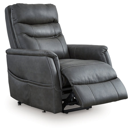 Strawbill Shadow Faux Leather Power Lift Recliner side view