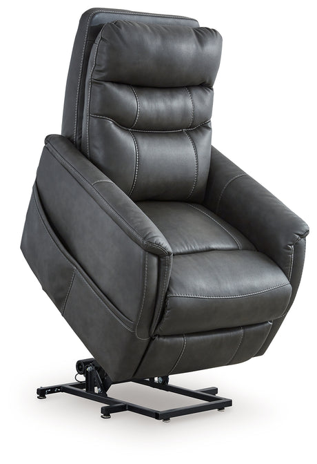 Strawbill Shadow Faux Leather Power Lift Recliner main view angle