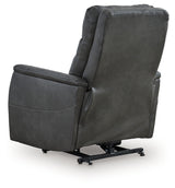 Strawbill Shadow Faux Leather Power Lift Recliner back view reclining
