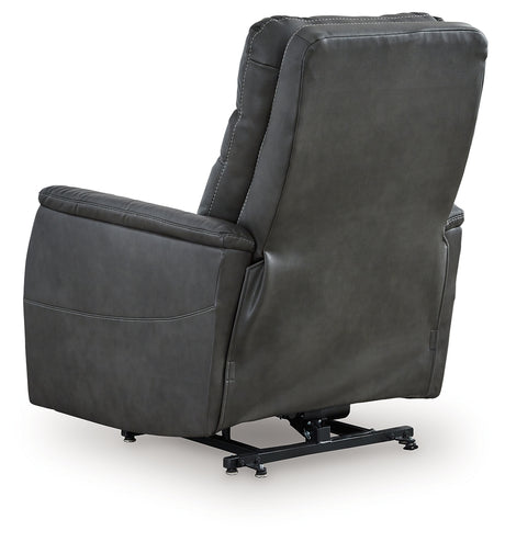 Strawbill Shadow Faux Leather Power Lift Recliner back view reclining