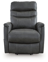Strawbill Shadow Faux Leather Power Lift Recliner reclining view