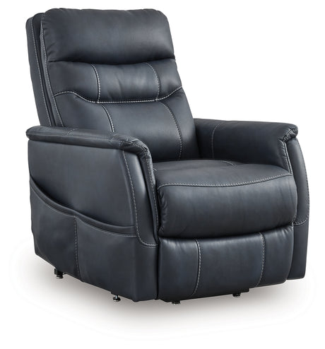 Strawbill Sapphire Faux Leather Power Lift Recliner front angle