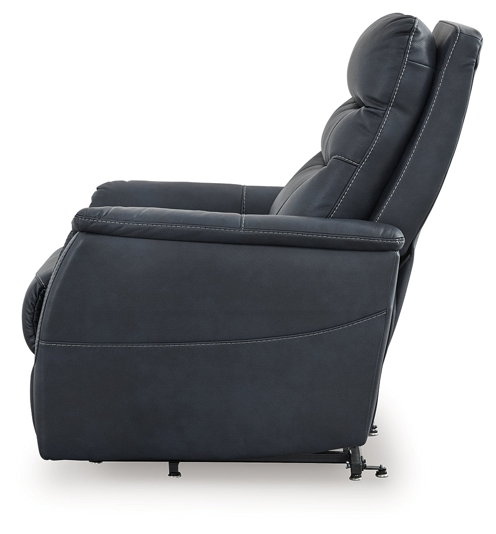 Alternative side view of Strawbill Sapphire Faux Leather Power Lift Recliner