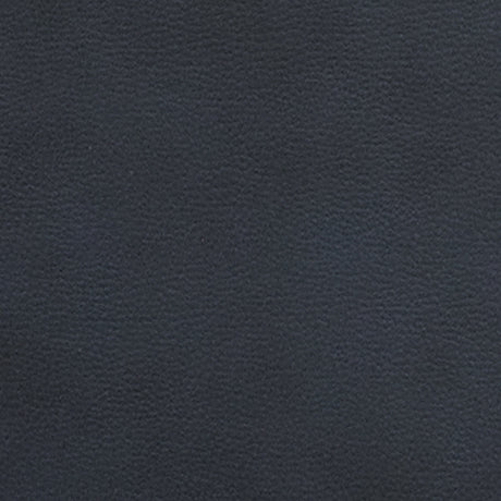 Close-up side swatch of sapphire faux leather upholstery