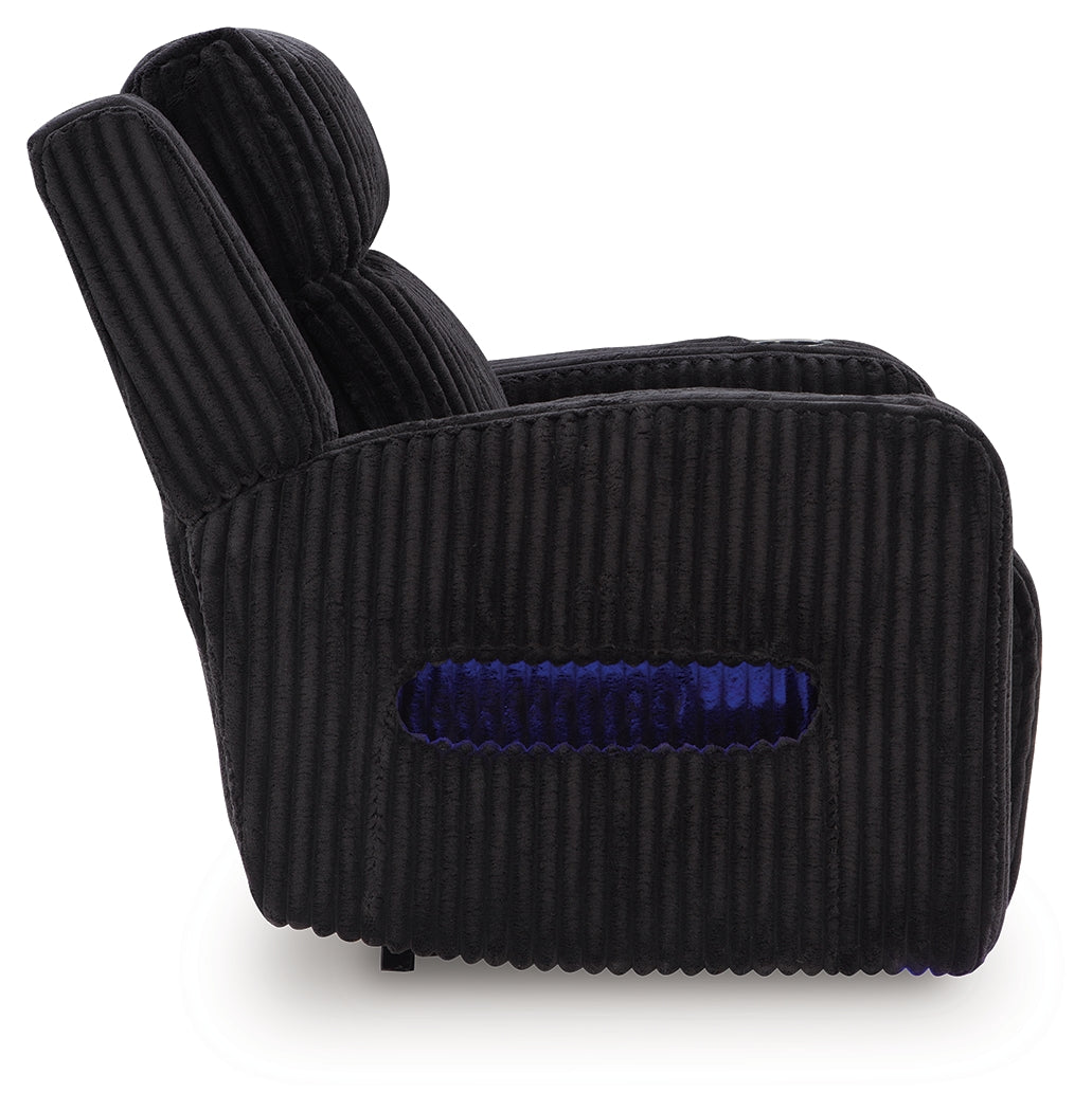 Forest Lake Black Chenille,Velvet Power Recliner