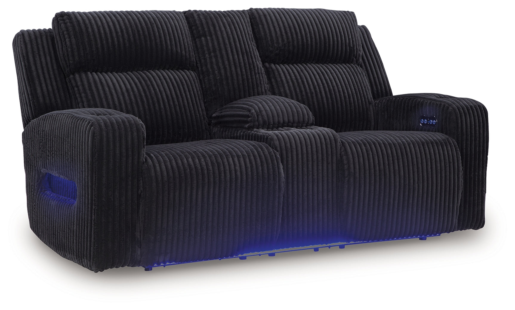 Forest Lake Black Chenille,Velvet Power Reclining Loveseat with Console