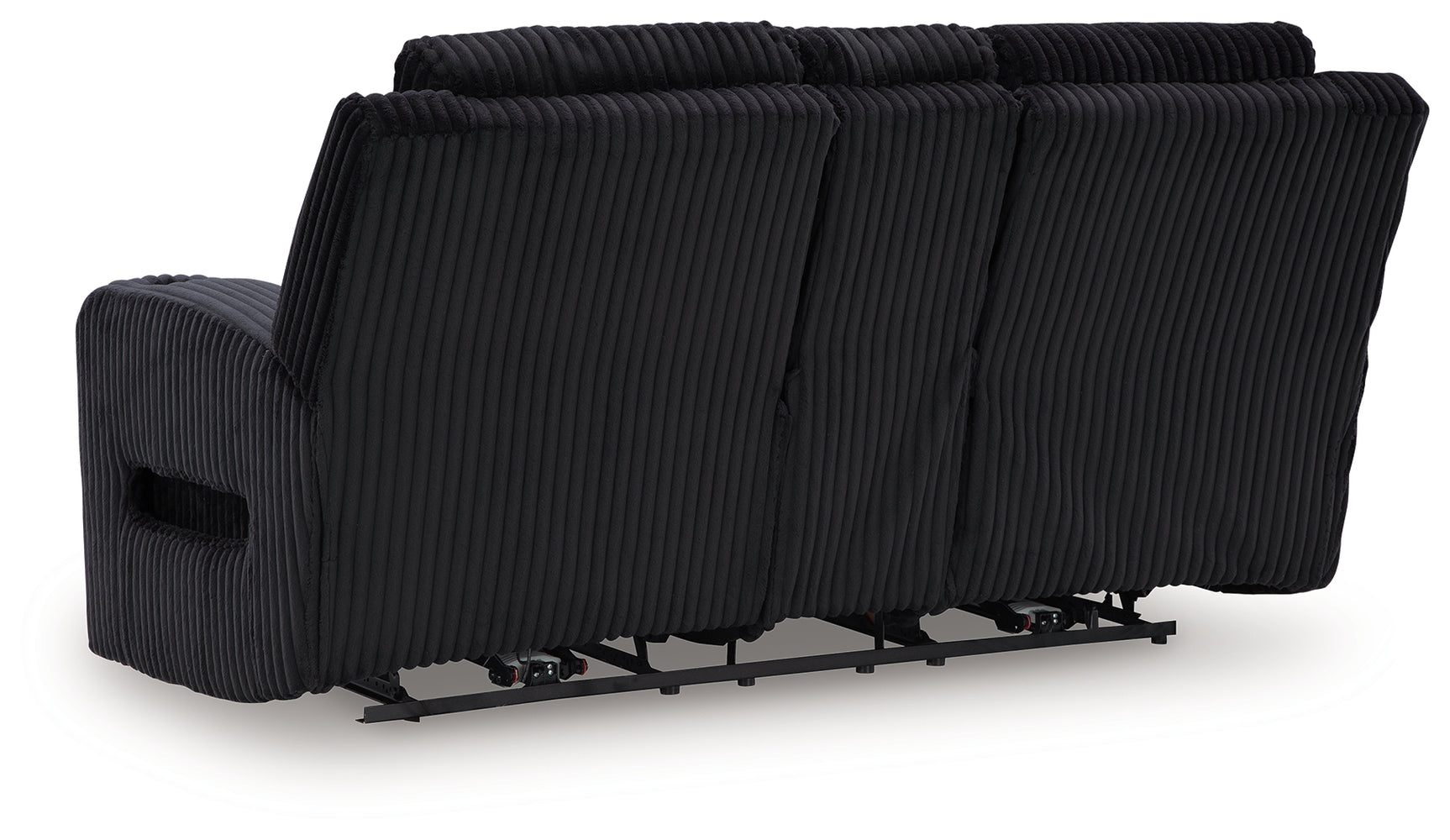 Forest Lake Black Chenille,Velvet Power Reclining Loveseat with Console