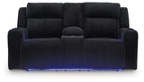 Forest Lake Black Chenille,Velvet Power Reclining Loveseat with Console
