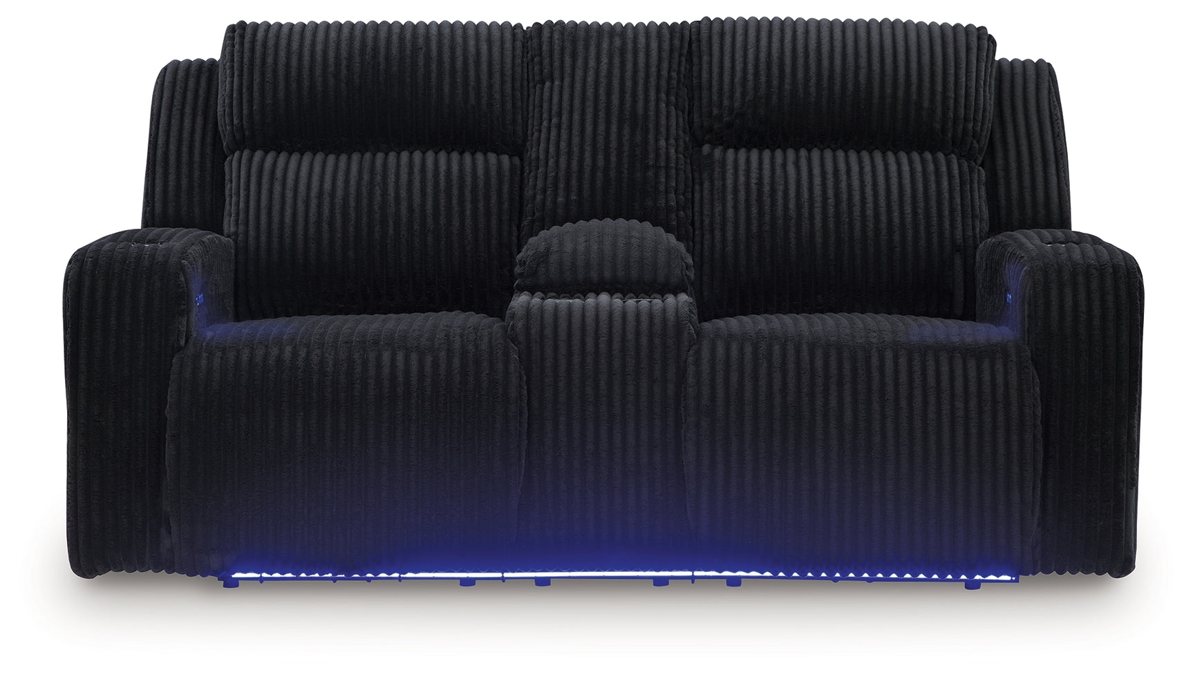 Forest Lake Black Chenille,Velvet Power Reclining Loveseat with Console