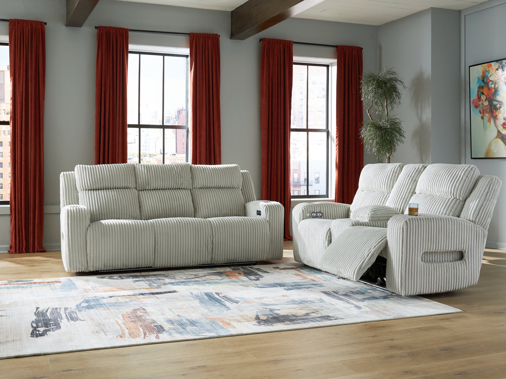 Forest Alloy Lake Sofa and Loveseat