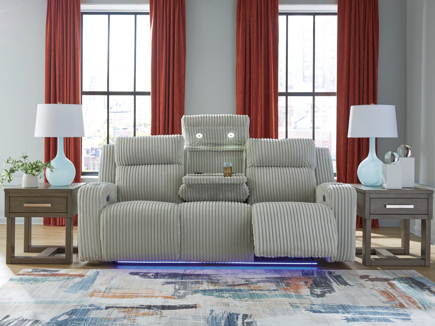 Forest Lake Alloy Chenille,Velvet Power Reclining Sofa