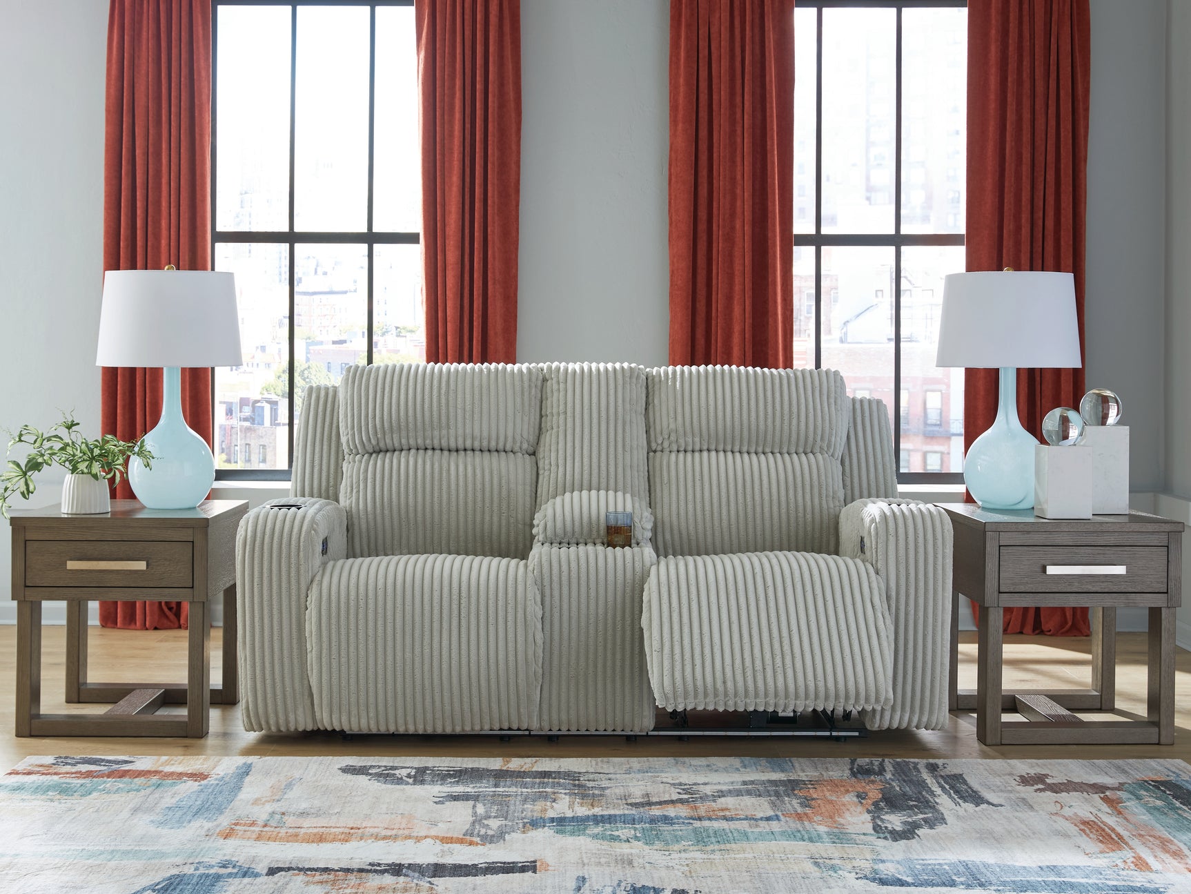 Forest Lake Alloy Chenille,Velvet Power Reclining Loveseat with Console