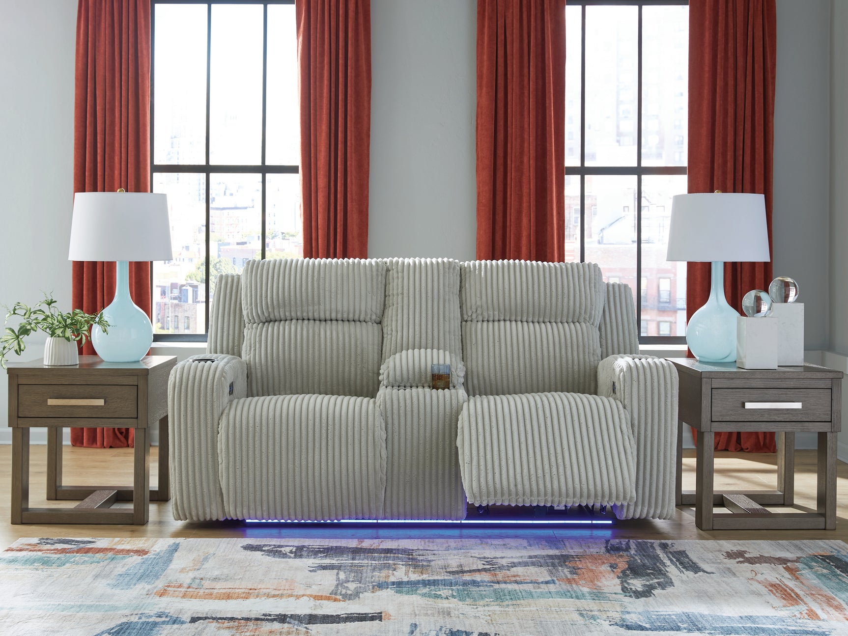 Forest Lake Alloy Chenille,Velvet Power Reclining Loveseat with Console