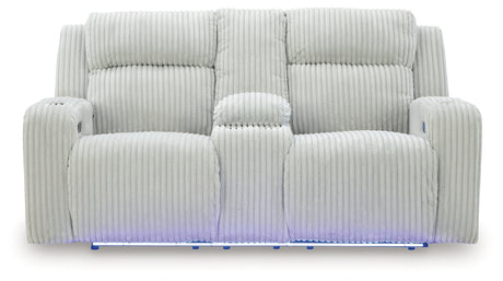 LED lighting on Forest Lake Loveseat base illuminated