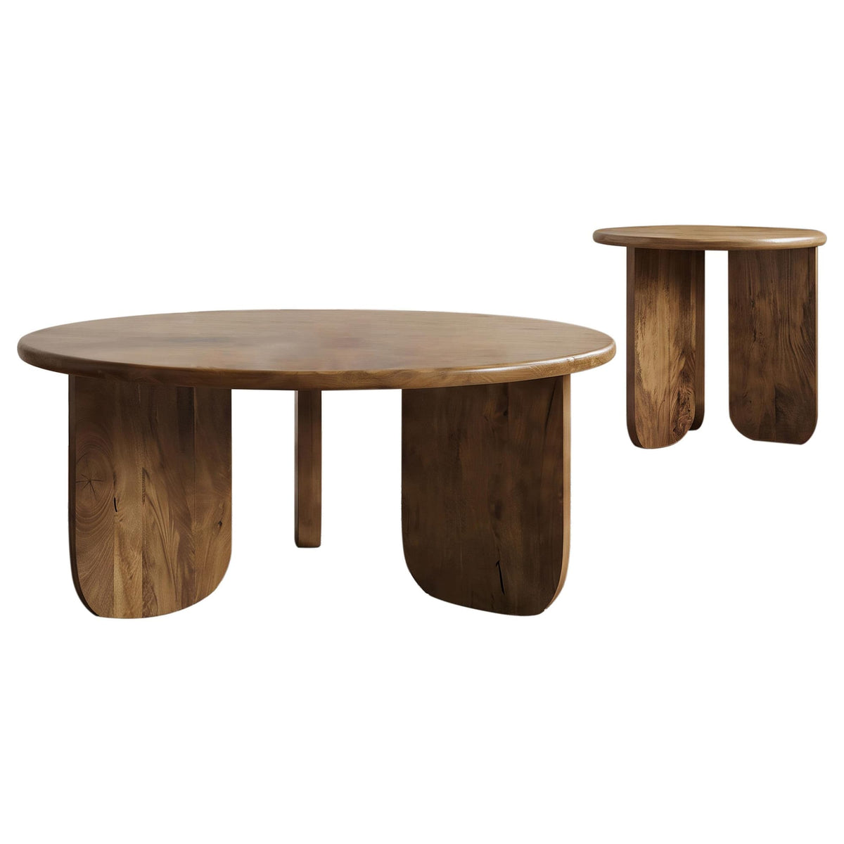 Dale 2-Piece Round Mango Wood Coffee and End Table Set Honey Mango — product view