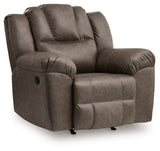 Lowilla Driftwood Faux Leather Recliner side profile view