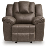 Lowilla Driftwood Faux Leather Recliner head-on view