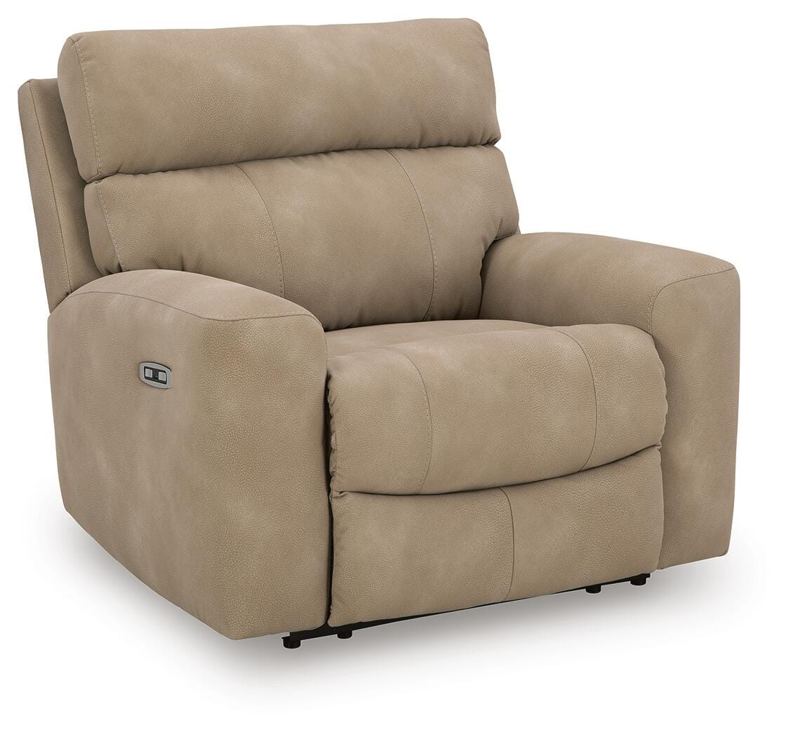Next-Gen Durapella Sand Microfiber Power Recliner — angled view