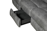 Modern grey motion loveseat side view