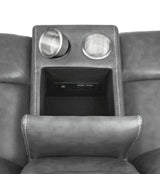Rounded arm and headrests on recliner