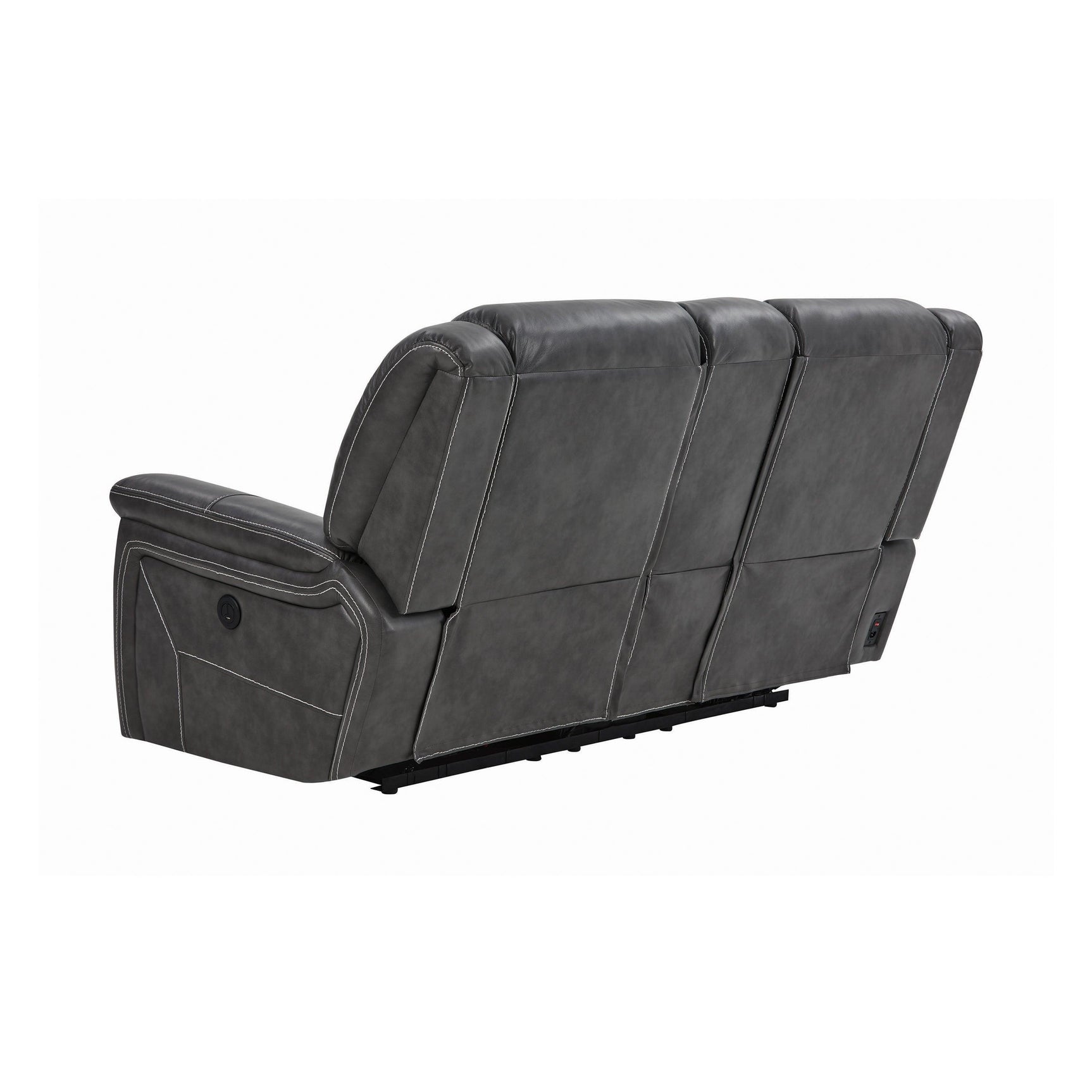 Side view showing reclining mechanism of Conrad motion loveseat