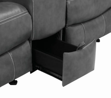 Top view of seat cushions and armrests on Conrad loveseat