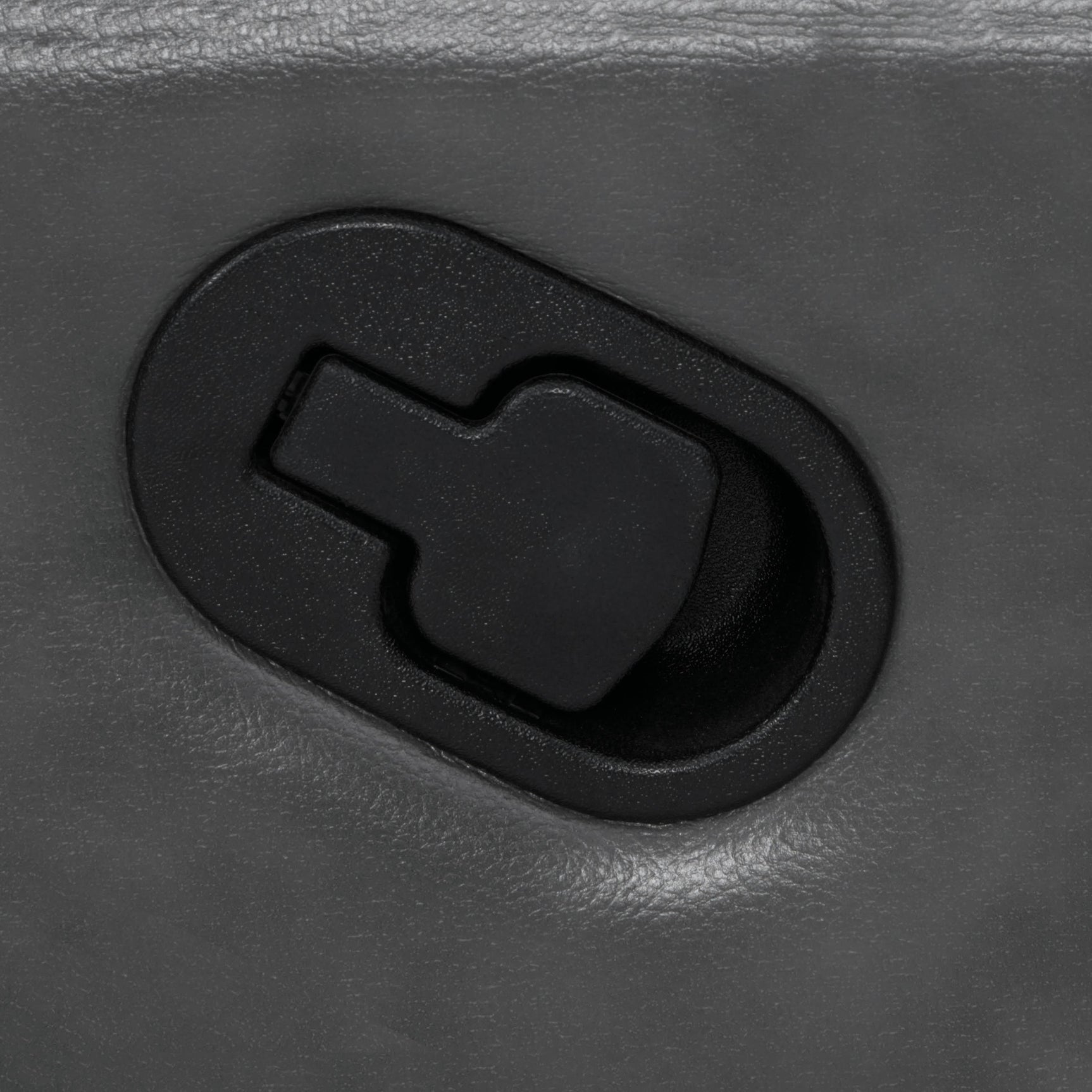 Conrad Grey Upholstered Motion Glider Recliner padded headrest detail