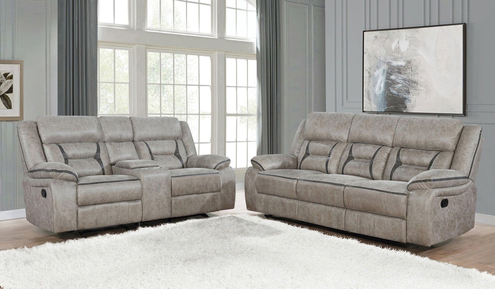 Greer Upholstered Tufted Living Room Set - Ella Furniture
