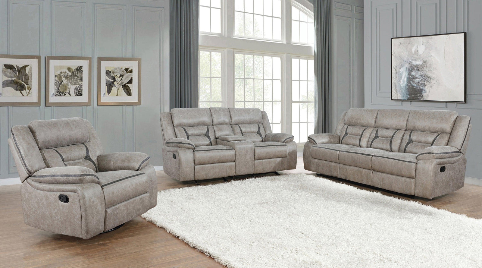 Greer Upholstered Tufted Living Room Set 651351-S3 - Ella Furniture