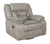 Greer Upholstered Tufted Back Glider Recliner side close-up
