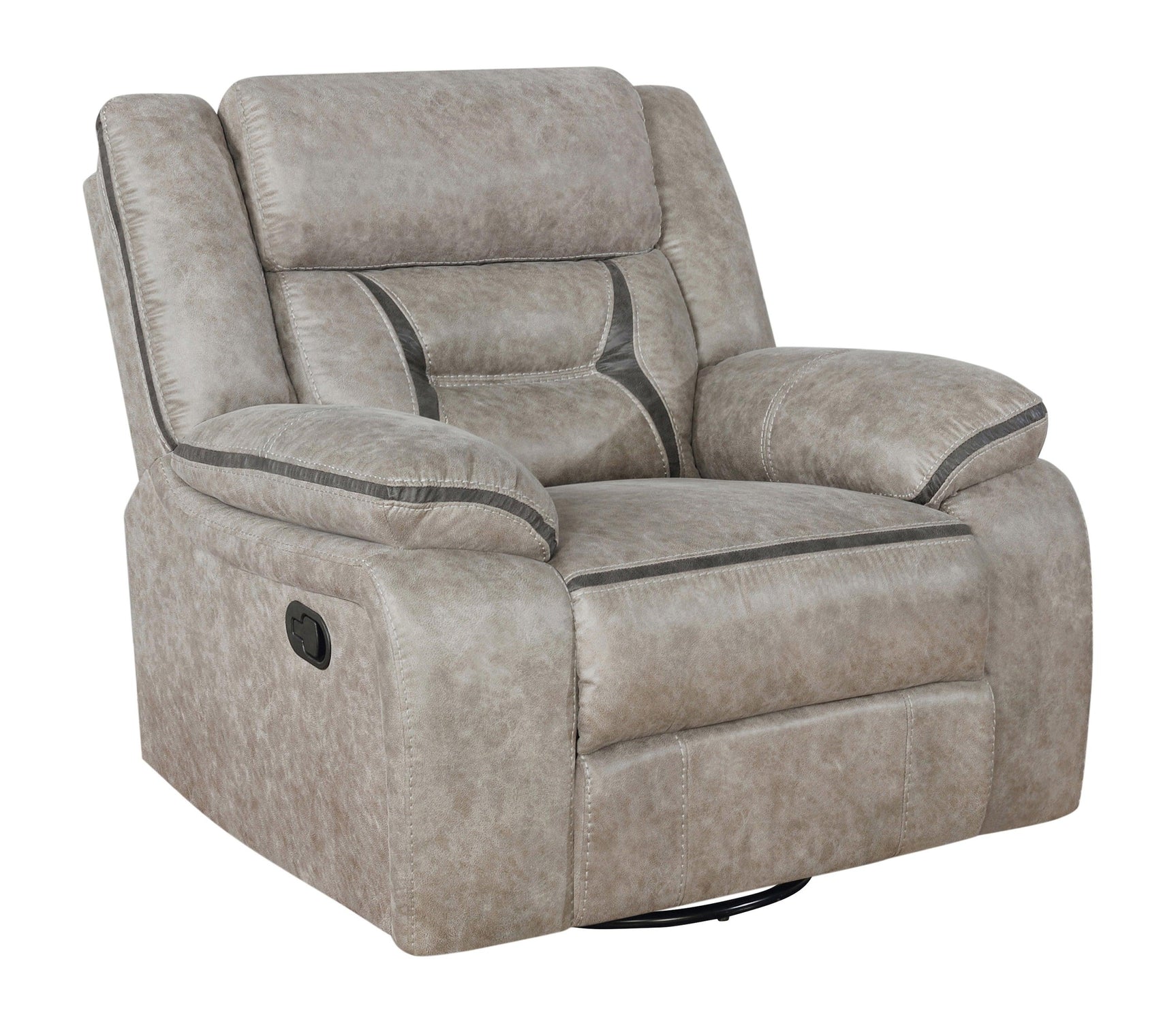 Greer Upholstered Tufted Back Glider Recliner side close-up