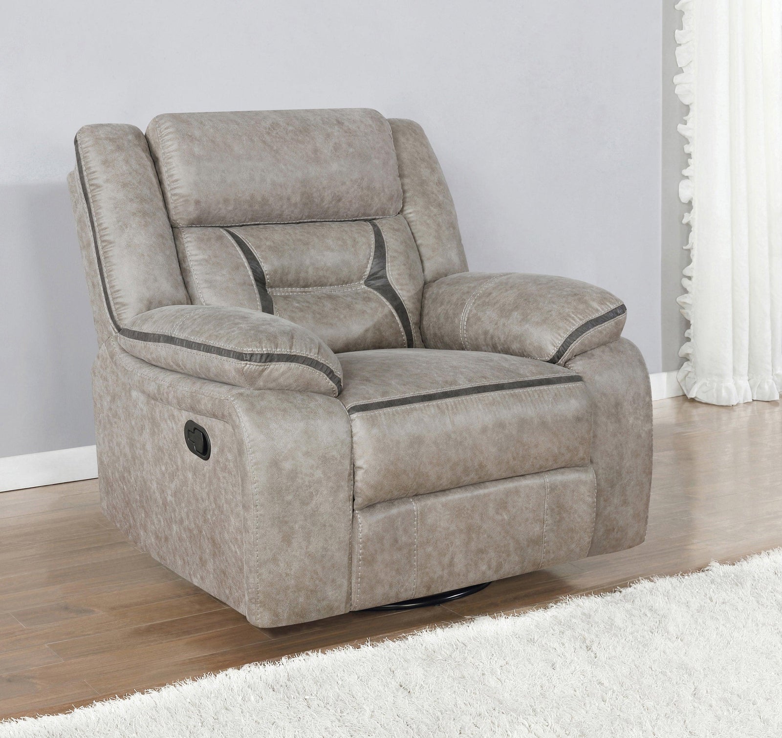 Greer Upholstered Tufted Back Glider Recliner - Ella Furniture