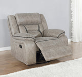 Greer Upholstered Tufted Back Glider Recliner side angle
