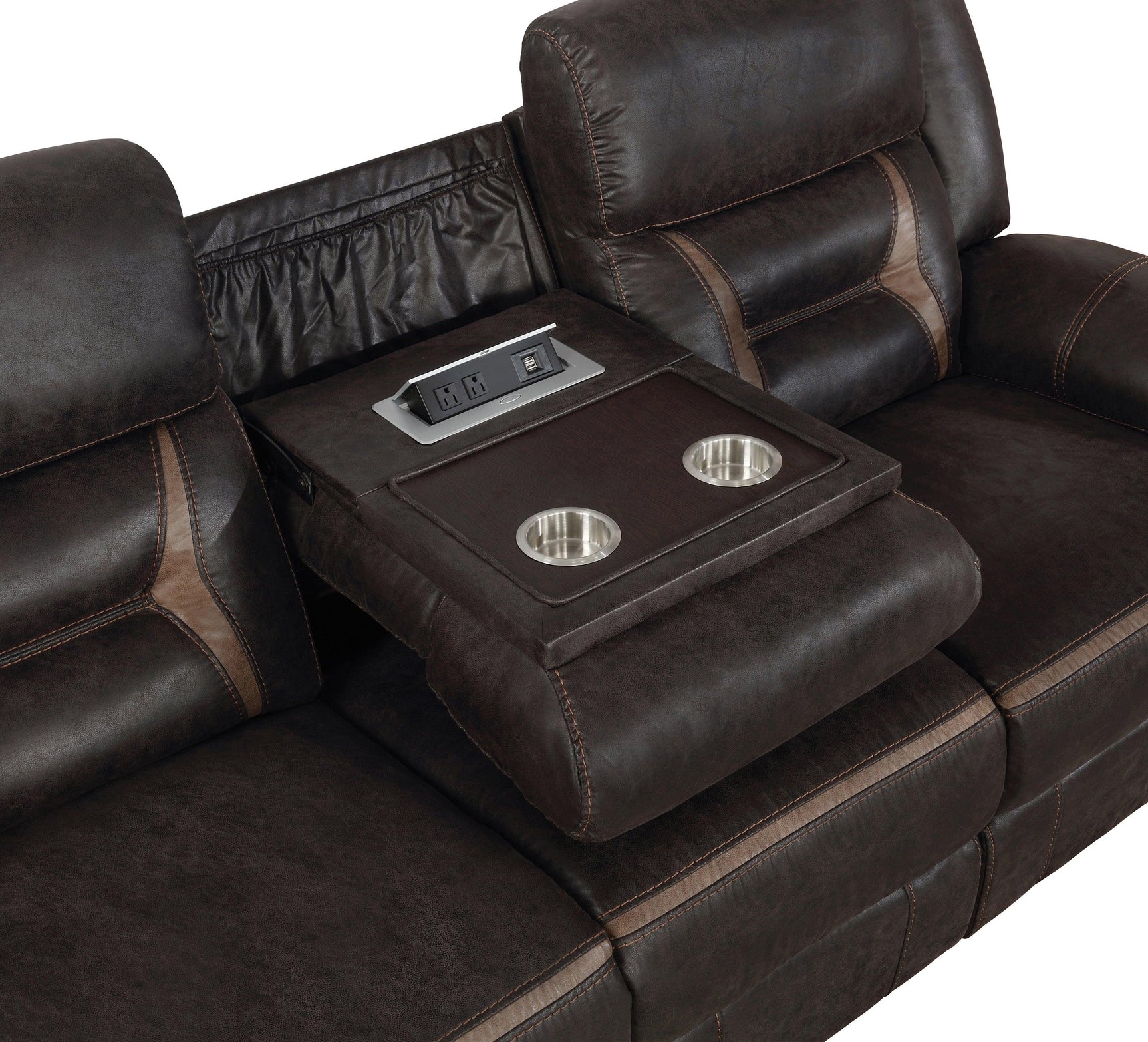 Greer living room set arrangement with sofa, loveseat, recliner