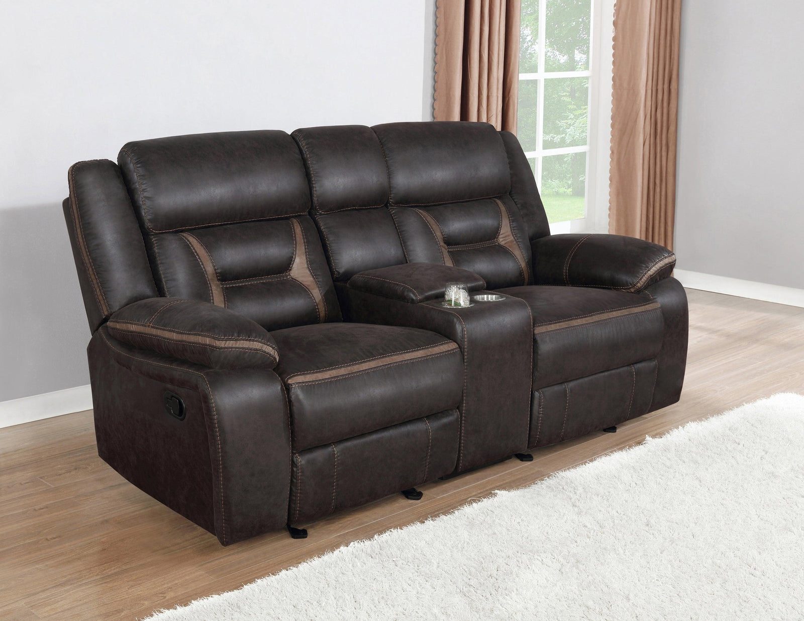 Greer Upholstered Tufted Back Glider Loveseat 651355 - Ella Furniture