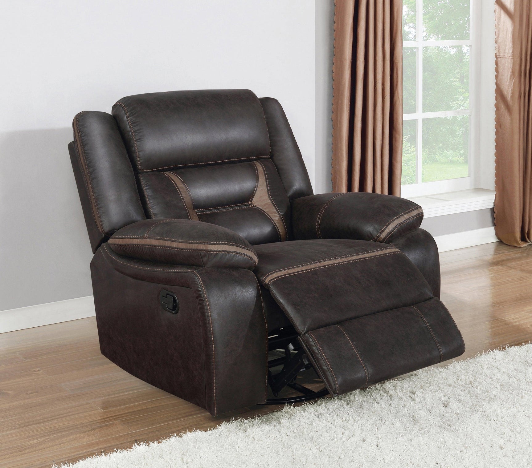Greer Upholstered Tufted Back Glider Recliner 651356 - Ella Furniture