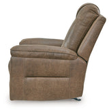 Stockworth Earth Faux Leather Recliner alternate side angle