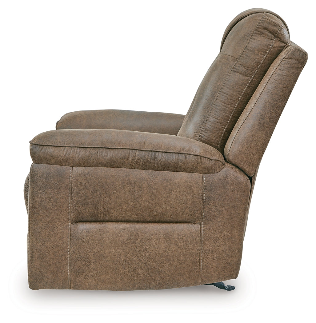 Stockworth Earth Faux Leather Recliner alternate side angle