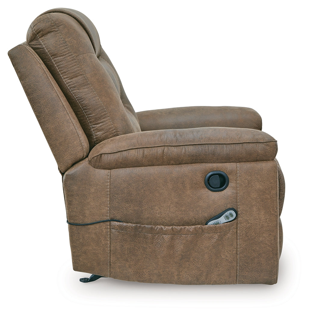 Stockworth Earth Faux Leather Recliner alternate side view