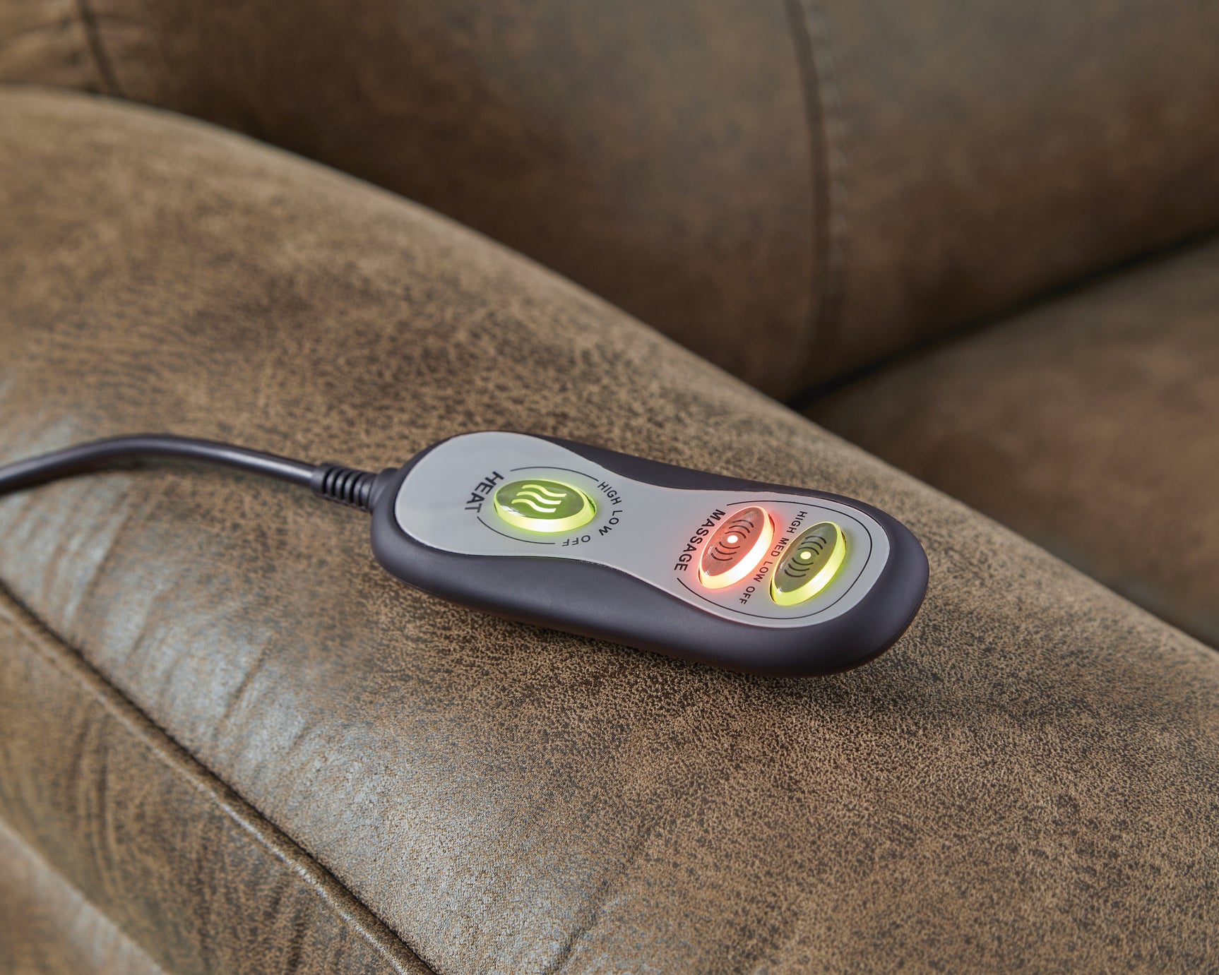 Stockworth Earth Faux Leather Recliner control wand detail