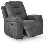 Stockworth Granite Faux Leather Recliner reclining position